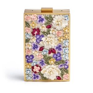 NIB ALICE + OLIVIA KAYLA EMBELLISHED CLUTCH BAG MULTI FLORAL